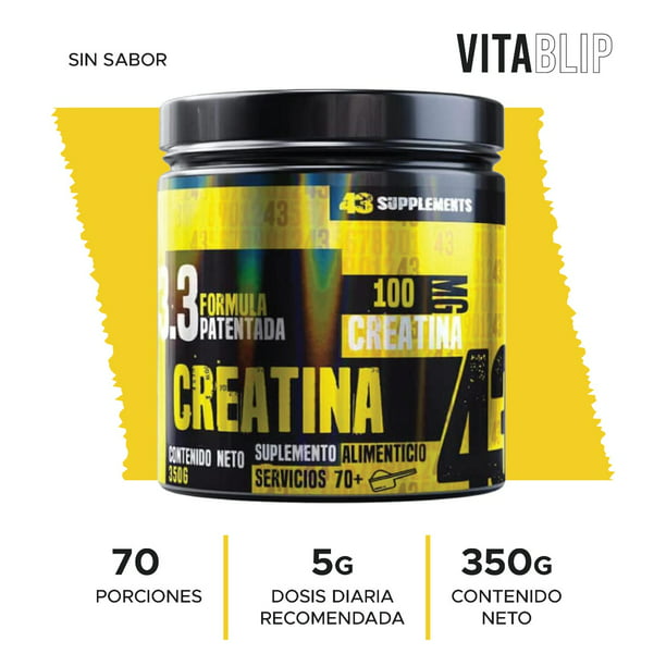 43 Suplements – 43 Creatina 350 g – Rendimiento Y Fuerza – Sabor 43