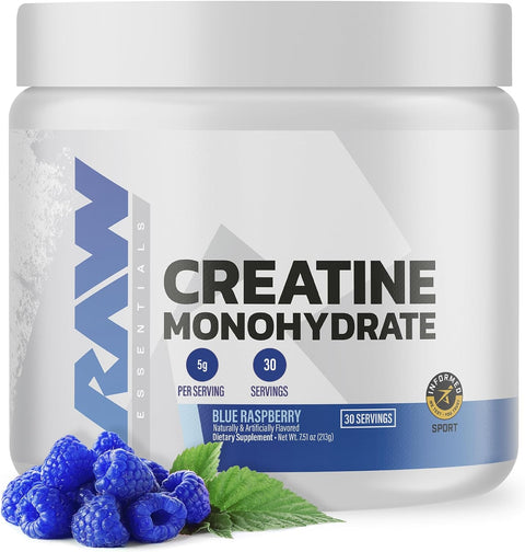 RAW Raw Creatine Monohydrate 30 Servicios Blue Raspberry Nuevo