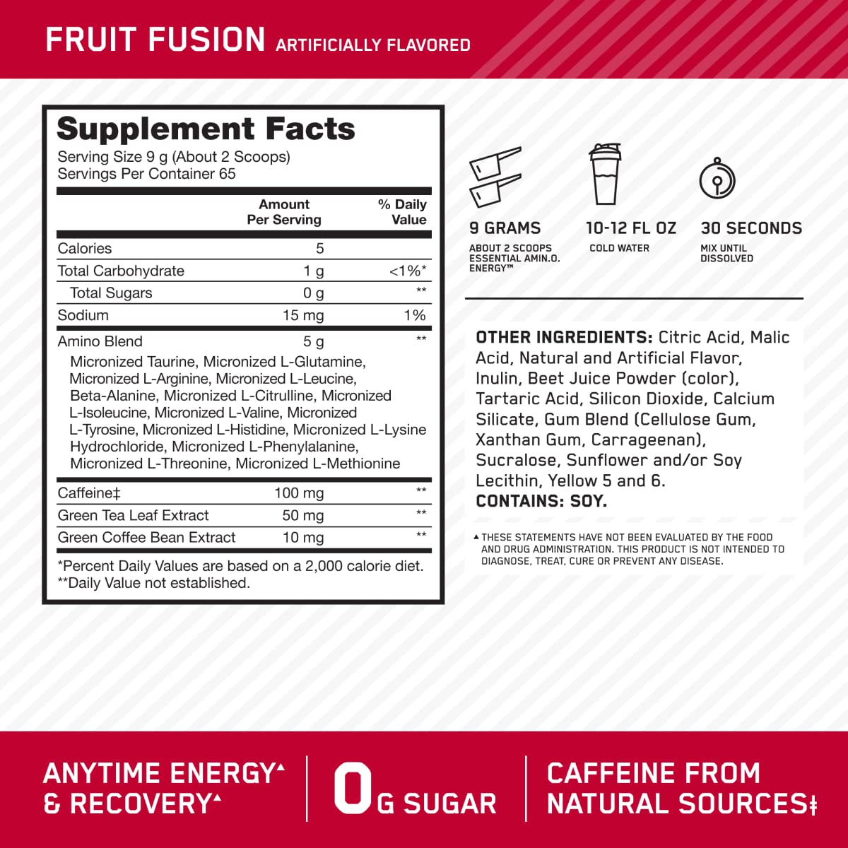ON AMINO ENERGY 65 SERV FRUIT FUSION *OFERTA*