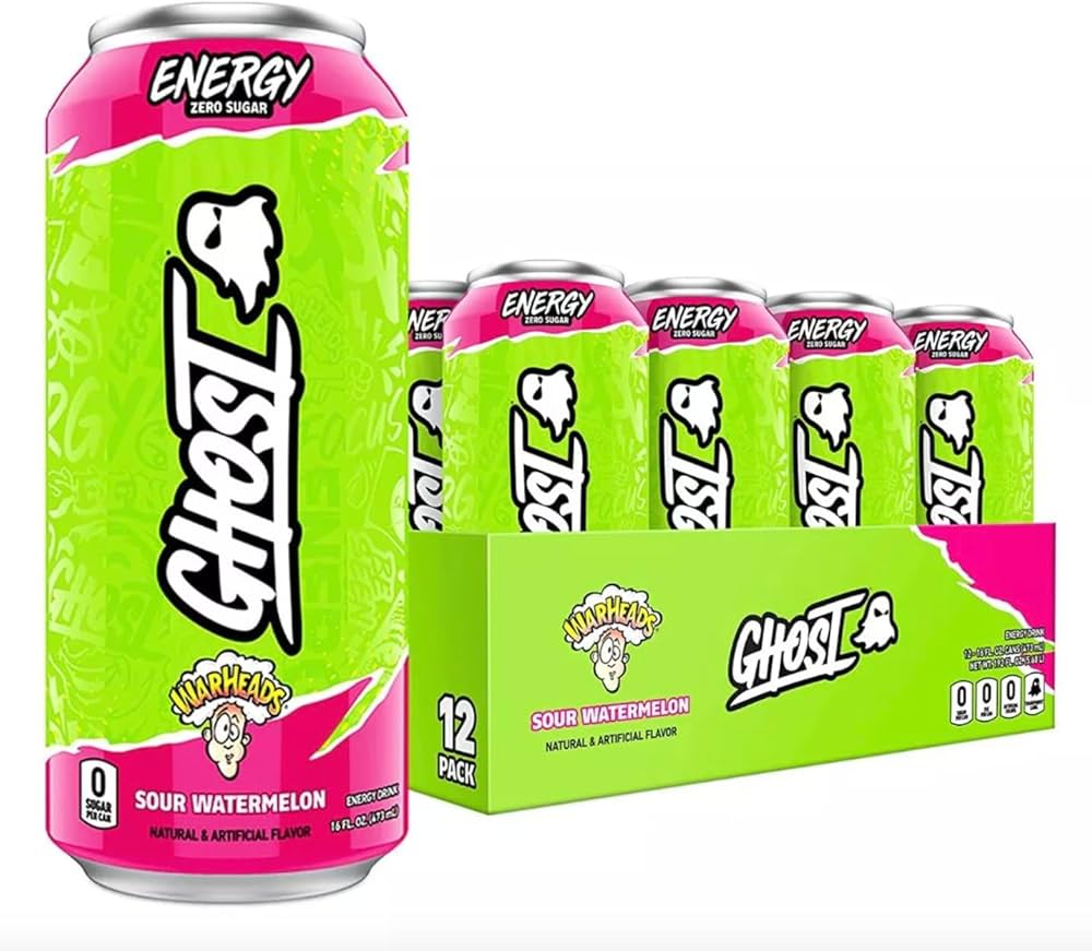Ghost – Energy 16 oz 12 Paquete Warheads Sour Watermelon – Suplemento