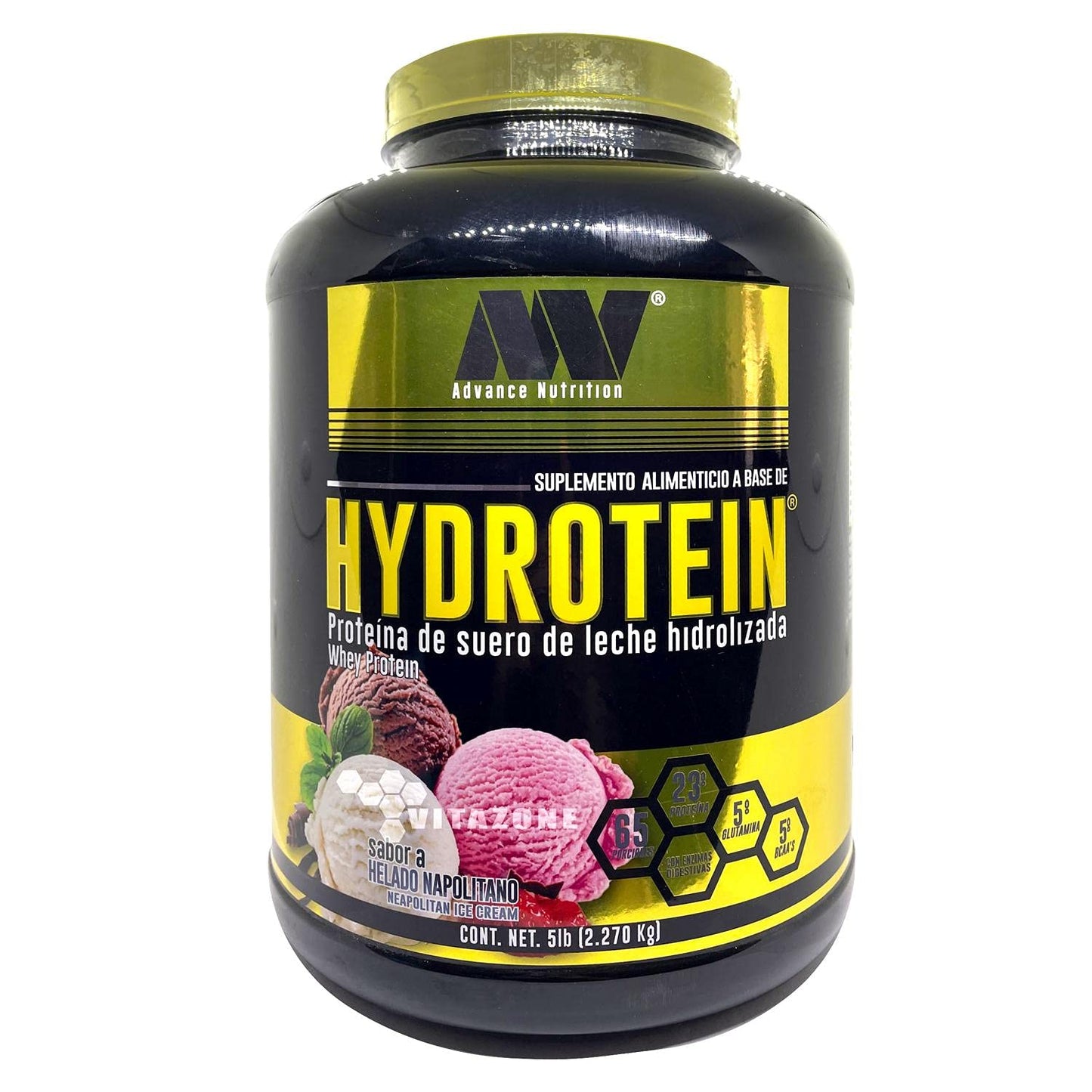 Advance Nutrition – Adv Hydrotein 5 lb Helado Napolitano – Proteína H