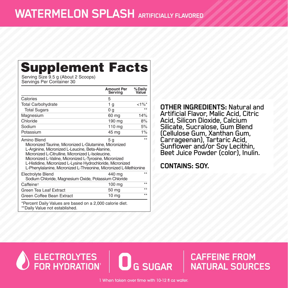 ON AMINO ENERGY + ELECTROLYTES 285 GRS WATERMELON *OFERTA*