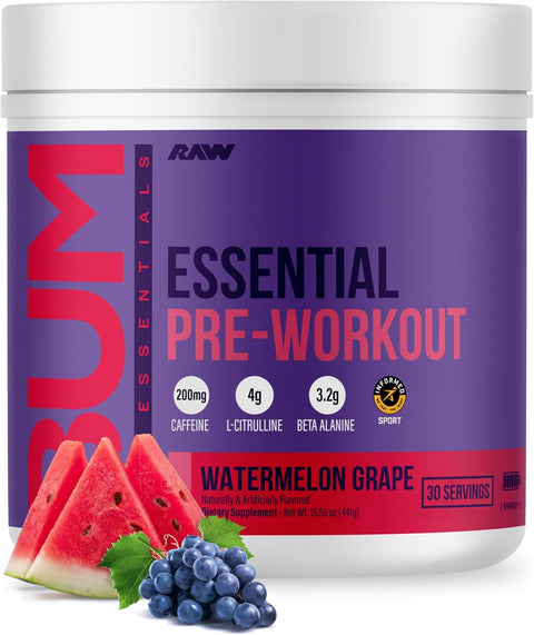 RAW Raw Cbum Essential Pre-workout 30 Servicios Watermelon Grape Nuevo