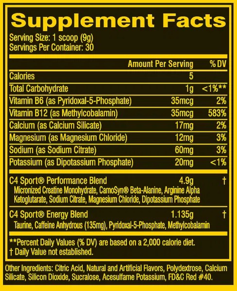 CEL C4 SPORT 30 SERV FRUIT PUNCH