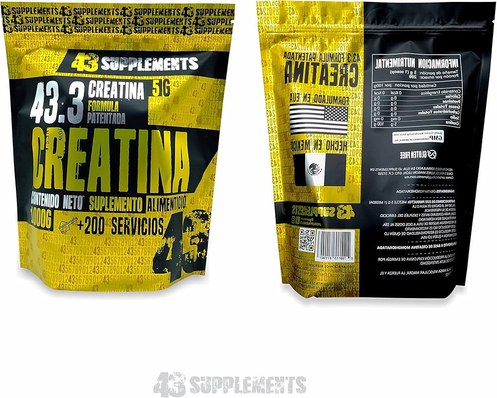 43 Suplements – 43 Creatina Bag 1 kg – Rendimiento Y Fuerza – Sabor 43