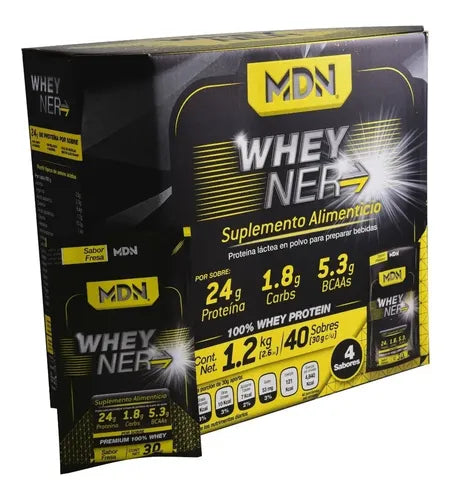 Mdn Labs Mdn Wheyner 40 Pack (platano, Vainilla, Fresa, Chocolate)