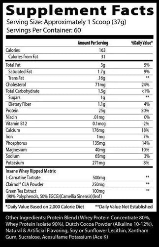 Insane Labz Insane Whey Ripped 4.5 Lbs Vainilla