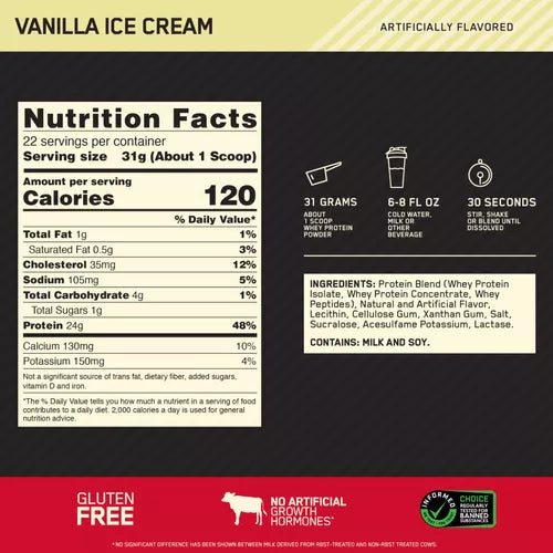 ON 100% WHEY GOLD STD 5 LBS VAINILLA ICE CREAM *OFERTA*