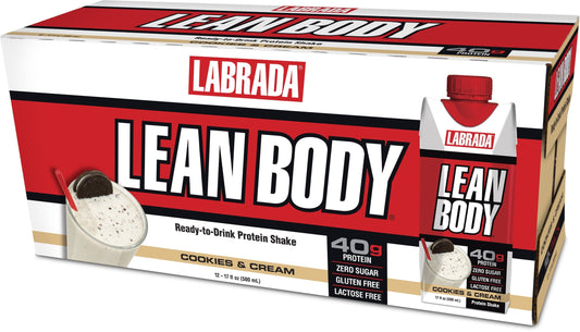Labrada – La Lean Body 17 oz 12 Bottle Cookies & Cream – Creatina – Re