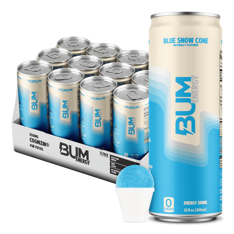 RAW Raw Bum Energy Drink 12 Oz/12 Pack Blue Snowcone