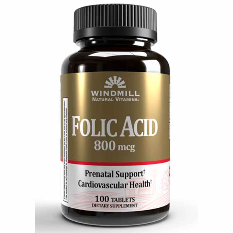 Windmill Health Products – Folic Acid 800 mcg 100 Cápsulas