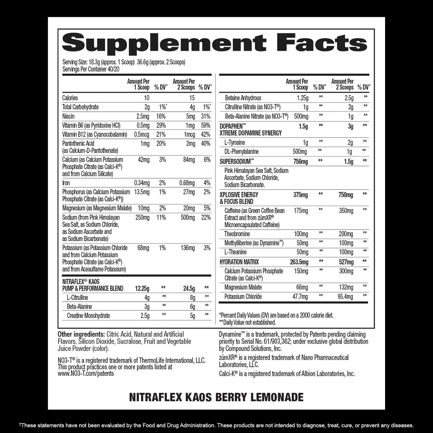 Gat Sport Nitraflex Kaos Stim Free 40 Serv Berry Lemonade