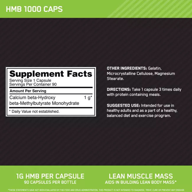 Optimum Nutrition – HMB 1000 mg 90 Cápsulas