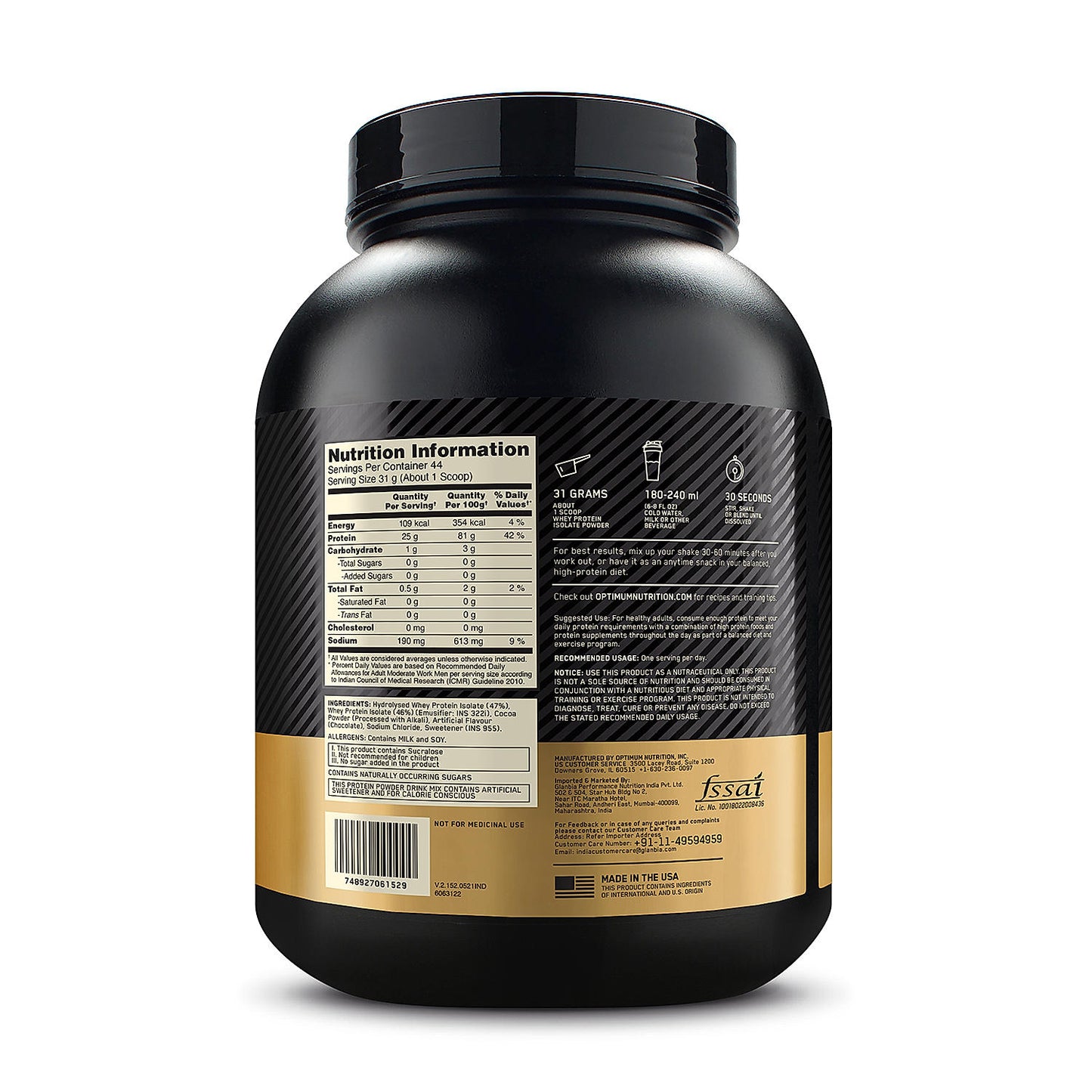 Optimum Nutrition Gold Std Isolate 5 Lbs Chocolate