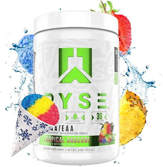 Ryse – BCAA + EAA 30 Porciones Tropical Snow Cone – Aminoácidos – Recu