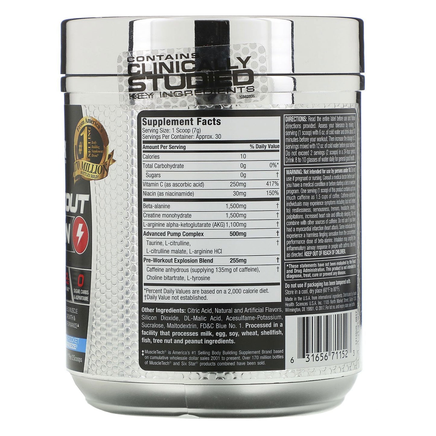 Muscletech Sixstar Pre Workout 30 Serv Icy Rocket Freeze