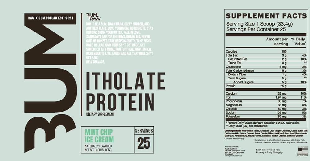 Raw Cbum Itholate 1.72 Lbs Mint Chip Ice Cream