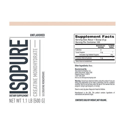 Natures Best Isopure Creatine Monohydrate 500 Grs Unflavored