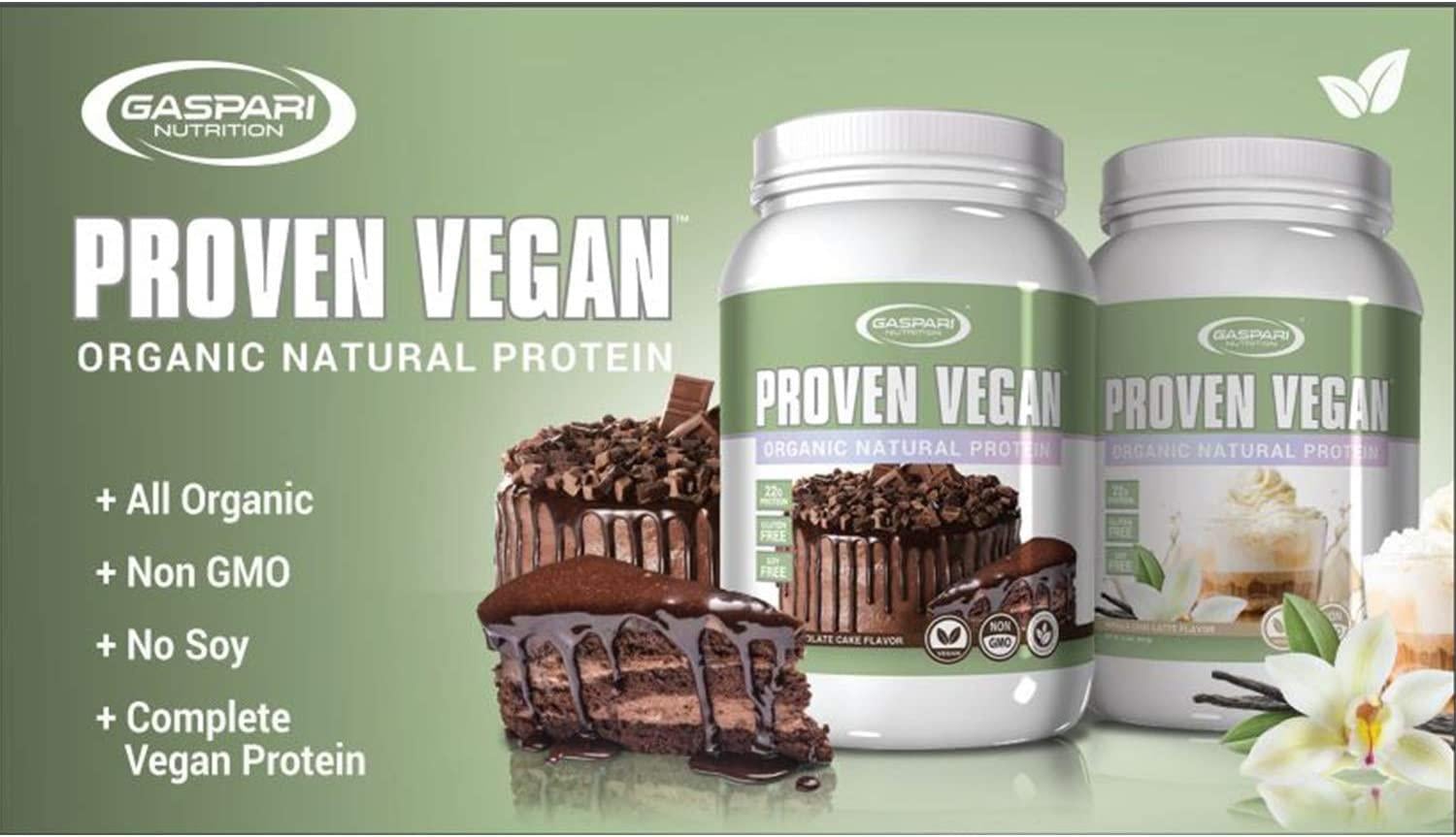 GASPARI NUTRITION Gaspari Nutrition Gn Proven Vegan Organic Natural Protein 2 Lbs Double Chocolate Cake