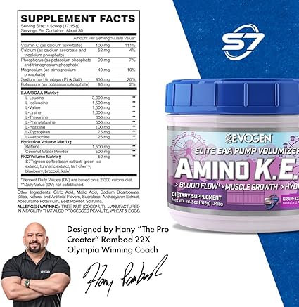 Evogen Nutrition Amino K.E.M. Eaa 30 Serv Grape Cotton Candy