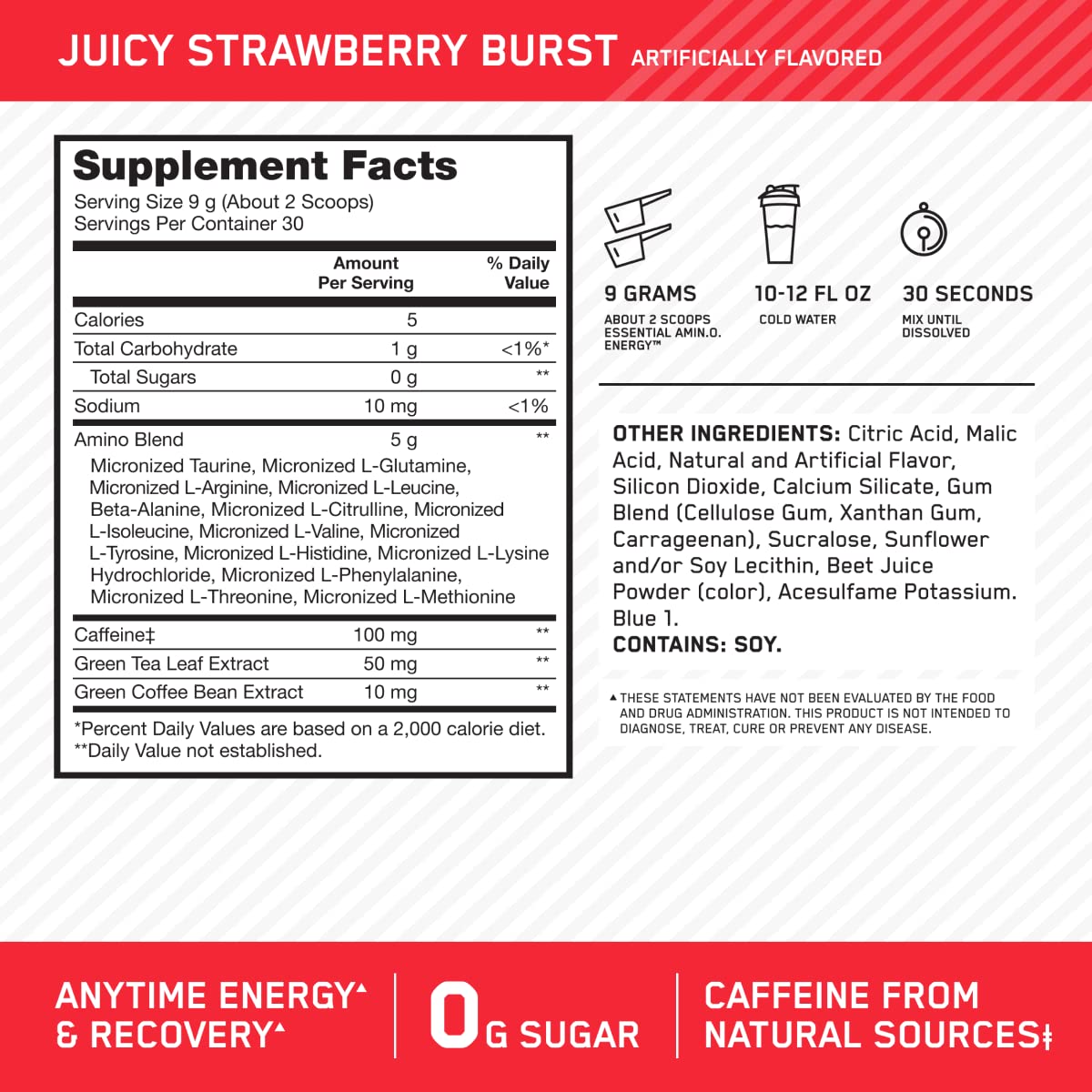 Optimum Nutrition Amino Energy 270 Grs Juicy Strawberry