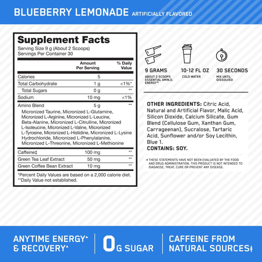 Optimum Nutrition Amino Energy 270 Grs Blueberry Lemonade