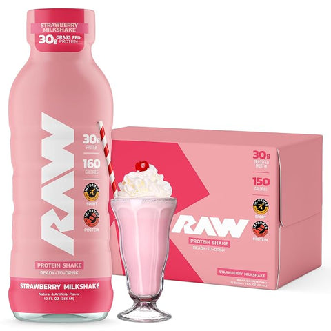 RAW Raw Protein Rtd 12 Oz/12 Pack Strawberry Milkshake