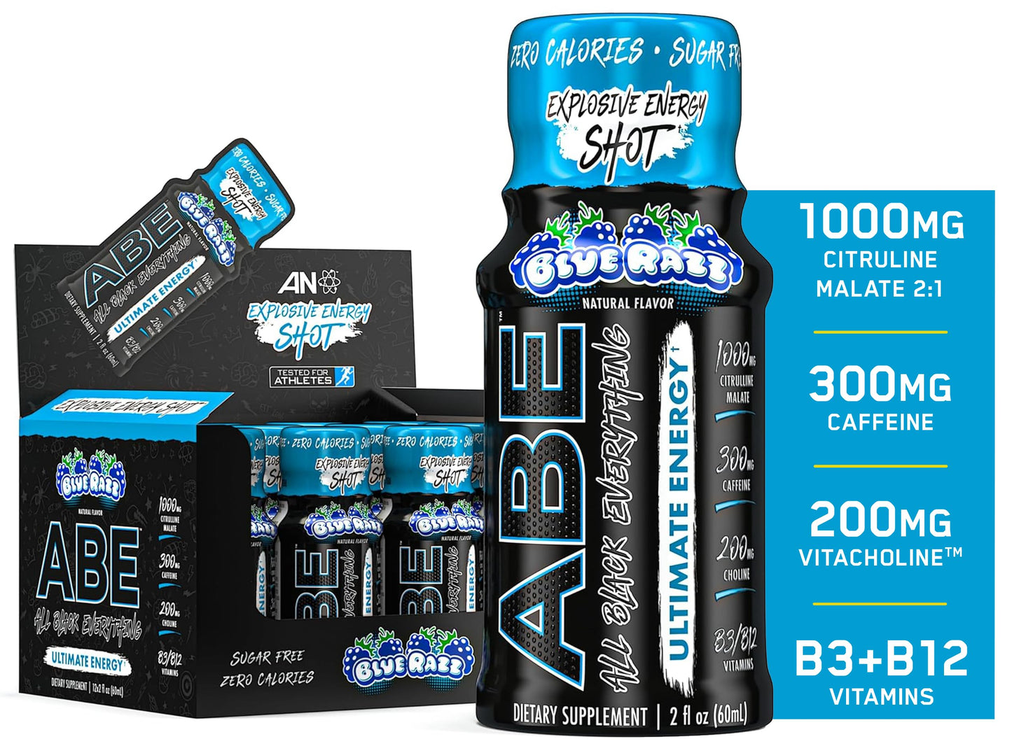 Abe Shot 60 Ml 12 Pack Blue Razz