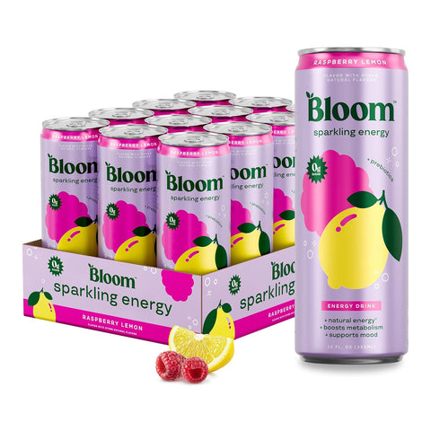 Bloom Sparkling Energy 12 Oz 12pk Raspberry Lemon