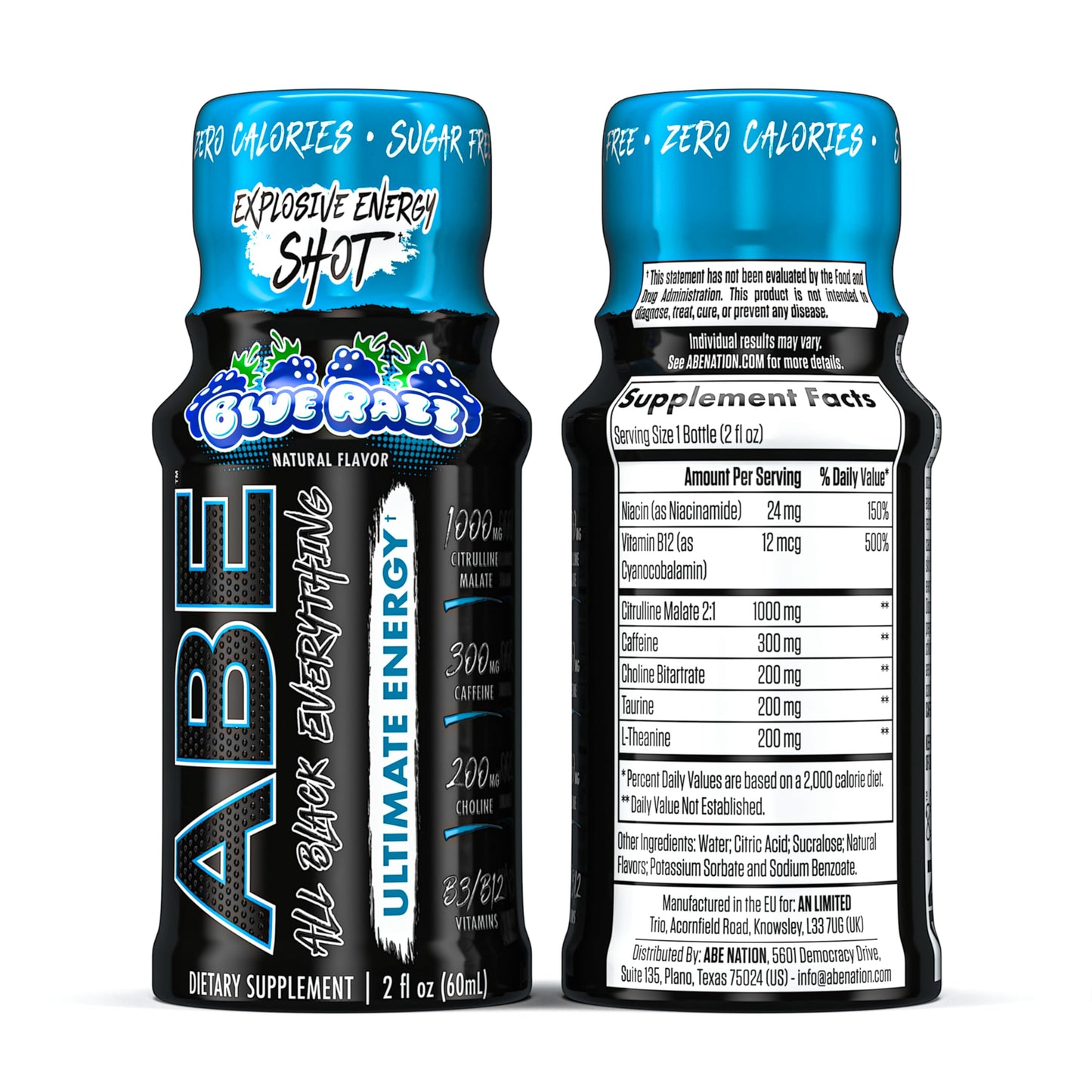 Abe Shot 60 Ml 12 Pack Blue Razz