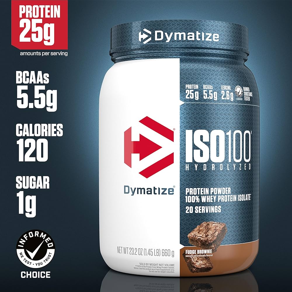 Dymatize Nutrition – Dym ISO 100 1.4 lb 20 Porciones Fudge Brownie *Oferta