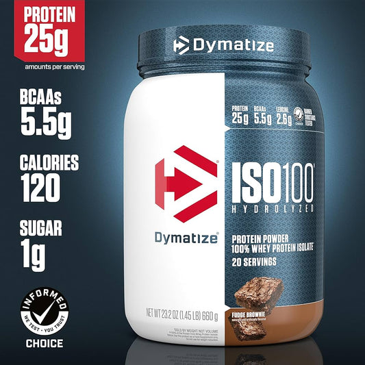 Dymatize Nutrition – Dym ISO 100 1.4 lb 20 Porciones Fudge Brownie *Oferta