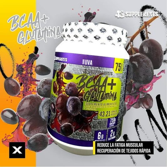 43 BCAAS + GLUTAMINA UVA 750 GRS