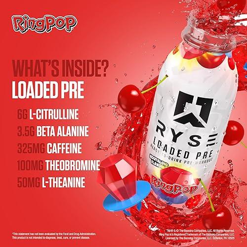 RYSE Ryse Loaded Pre-workout Rtd 12 Pack Ring Pop Cherry