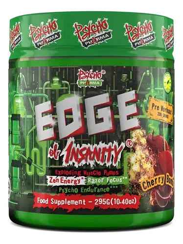 Psycho Pharma Edge Of Insanity Pre-workout 50/25 Servicios Cherry Bomb "nuevo"