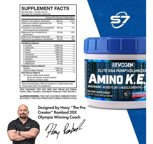 Evogen Nutrition – Amino K.E.M. EAA 30 Porciones Blueberry Apple