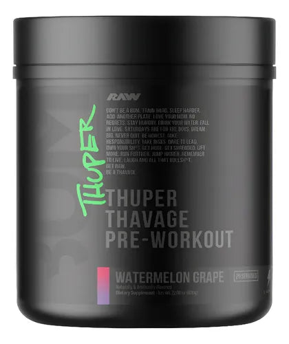 RAW Raw Thuper Thavage Pre-workout 20 Servicios Watermelon Grape Nuevo