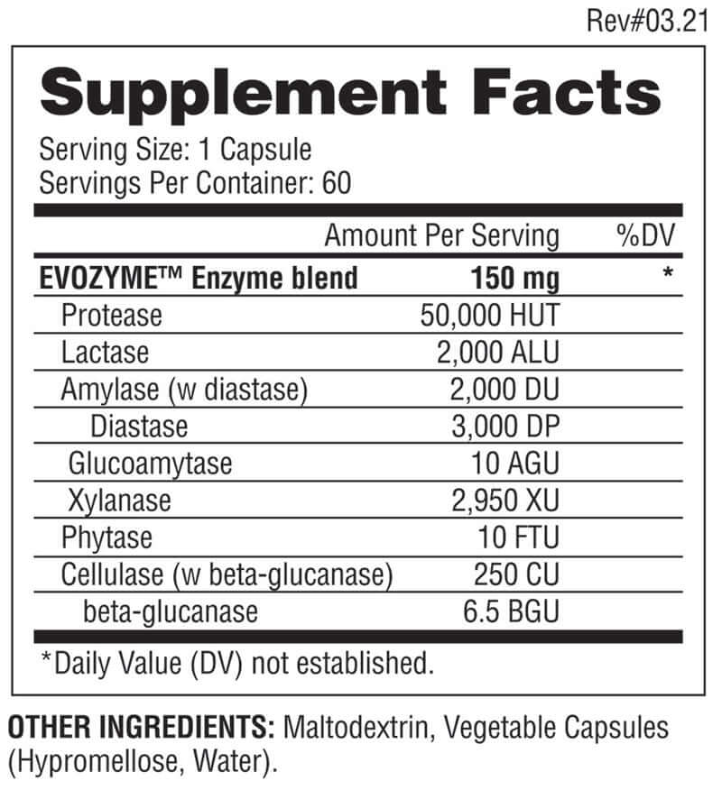 Evogen Nutrition Evozyme 60 Caps