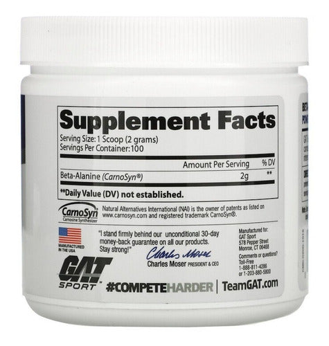 Gat Sport Beta Alanine Powder 100 Serv Unflavored