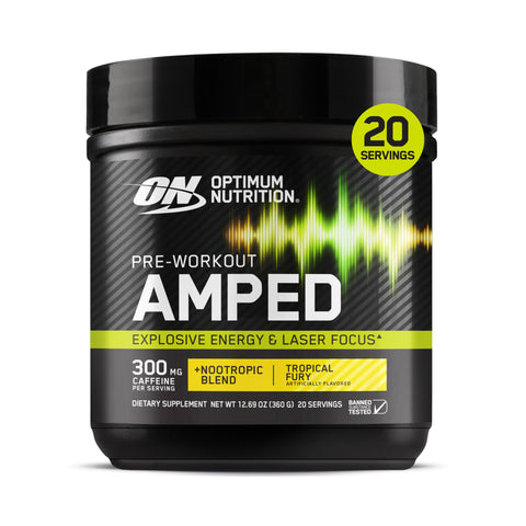 OPTIMUM NUTRITION Optimum Nutrition Pre-workout Amped 20 Servicios Tropical Fury "nuevo"