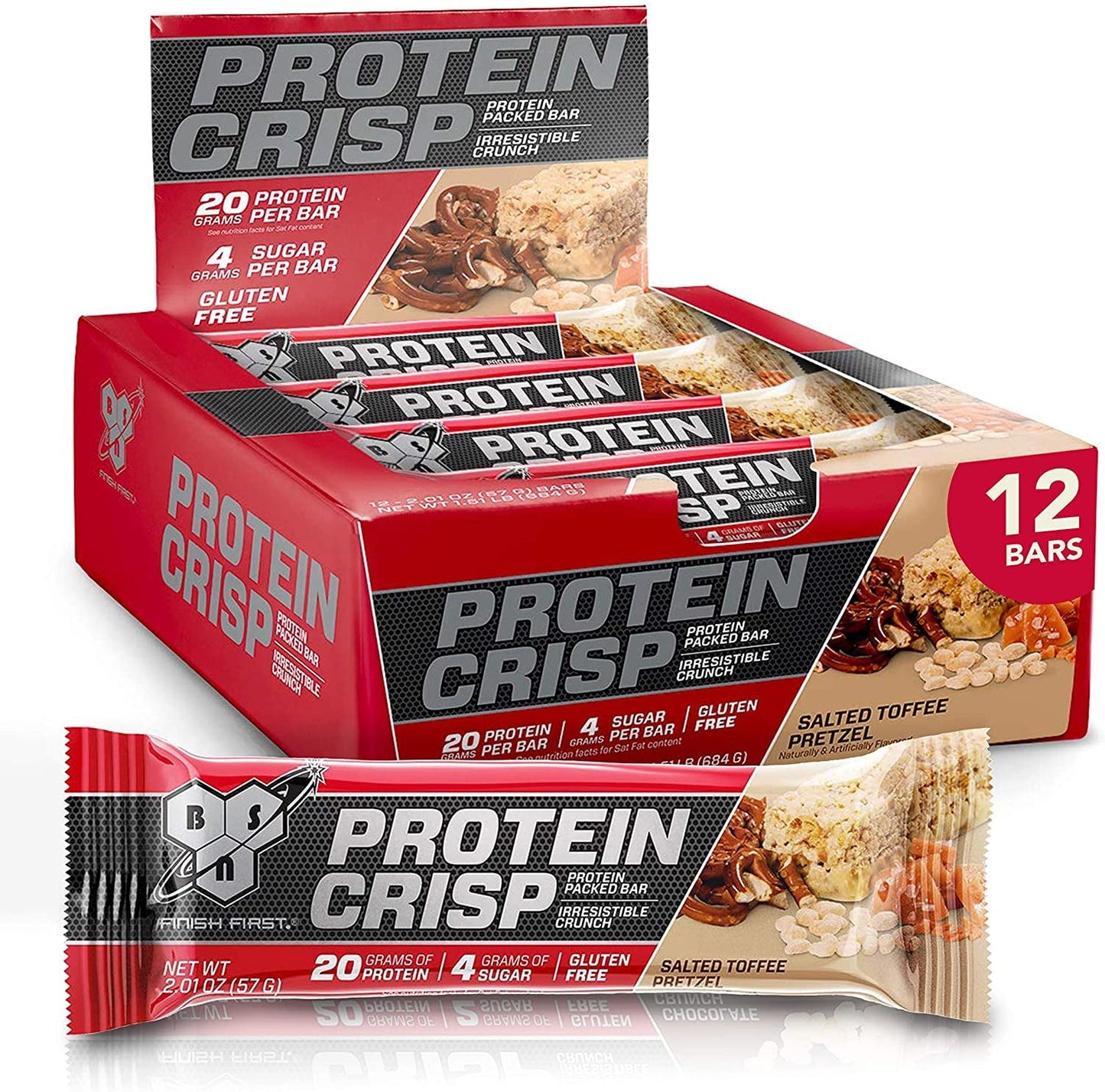 Bsn – Protein Crips 12 Bars Salted Toffee Pretzel *Oferta* – Prote