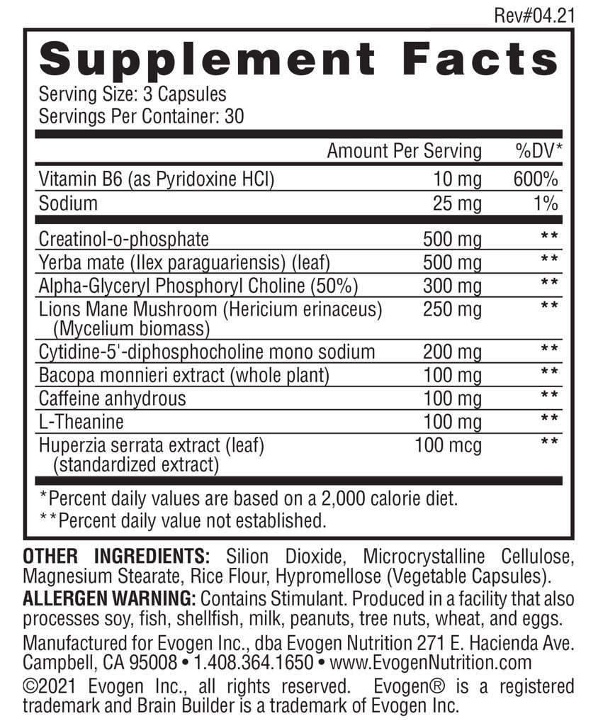 Evogen Nutrition Brain Builder 90 Caps