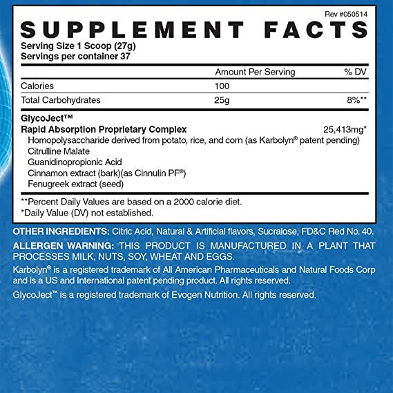 Evogen Nutrition Glycoject 37 Serv Cherry