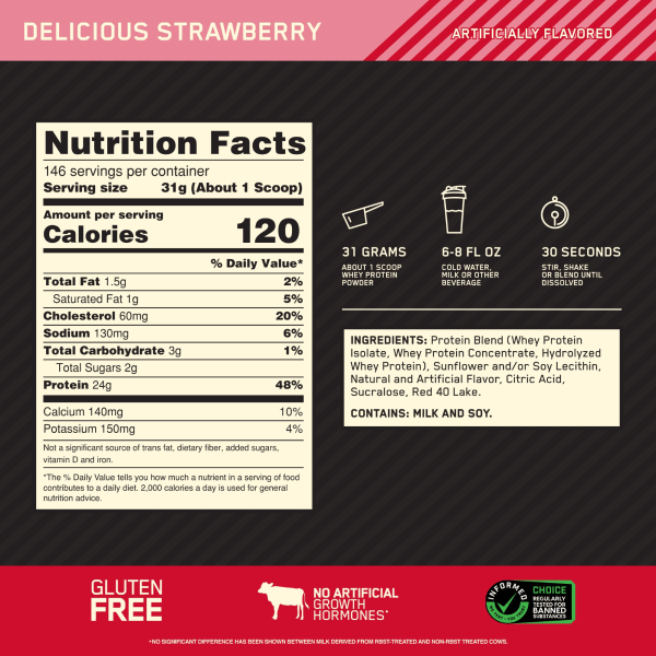 ON 100% WHEY GOLD STD 10 LBS STRAWBERRY