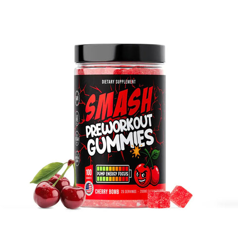 Smash Pre-workout Gummies 100 Ct Cherry Bomb